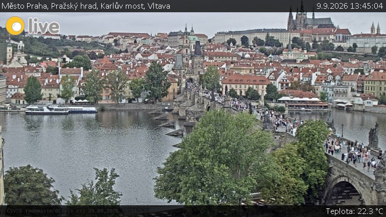 Město Praha - Pražský hrad, Karlův most, Vltava - 9.9.2026 v 13:45