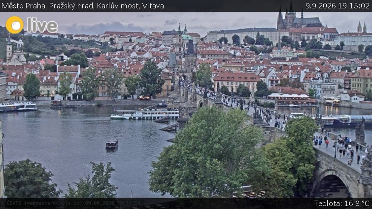 Město Praha - Pražský hrad, Karlův most, Vltava - 9.9.2026 v 19:15