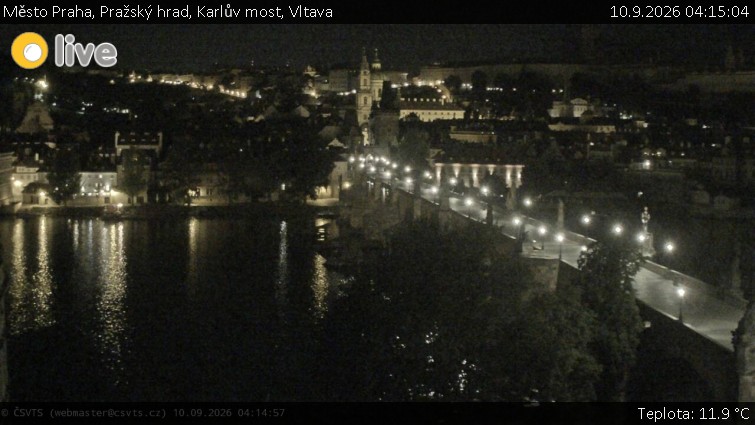 Město Praha - Pražský hrad, Karlův most, Vltava - 10.9.2026 v 04:15