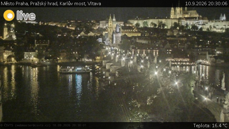 Město Praha - Pražský hrad, Karlův most, Vltava - 10.9.2026 v 20:30