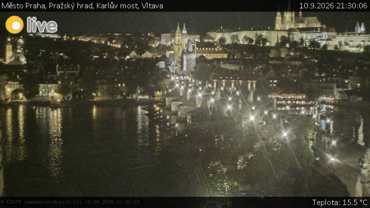 Město Praha - Pražský hrad, Karlův most, Vltava - 10.9.2026 v 21:30