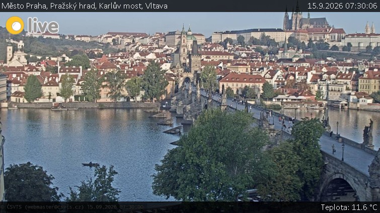 Město Praha - Pražský hrad, Karlův most, Vltava - 15.9.2026 v 07:30