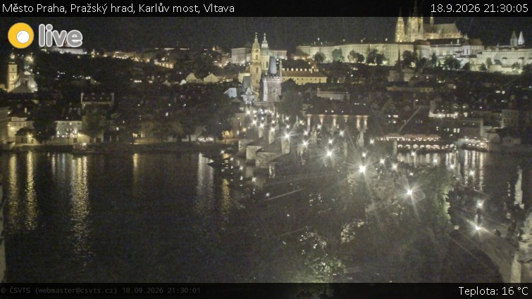 Město Praha - Pražský hrad, Karlův most, Vltava - 18.9.2026 v 21:30
