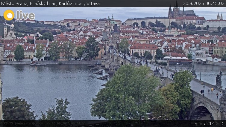 Město Praha - Pražský hrad, Karlův most, Vltava - 20.9.2026 v 06:45