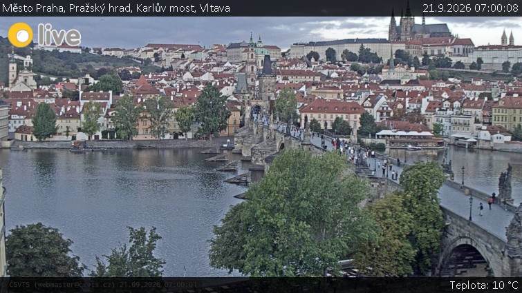 Město Praha - Pražský hrad, Karlův most, Vltava - 21.9.2026 v 07:00
