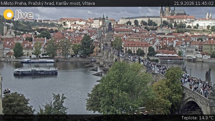 Město Praha - Pražský hrad, Karlův most, Vltava - 21.9.2026 v 11:45