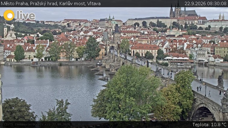 Město Praha - Pražský hrad, Karlův most, Vltava - 22.9.2026 v 08:30