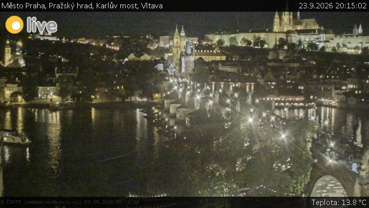 Město Praha - Pražský hrad, Karlův most, Vltava - 23.9.2026 v 20:15