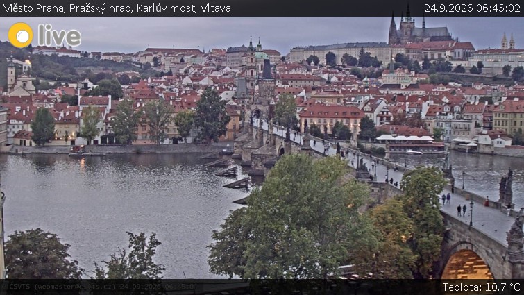 Město Praha - Pražský hrad, Karlův most, Vltava - 24.9.2026 v 06:45