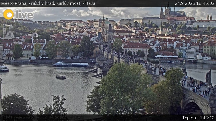 Město Praha - Pražský hrad, Karlův most, Vltava - 24.9.2026 v 16:45