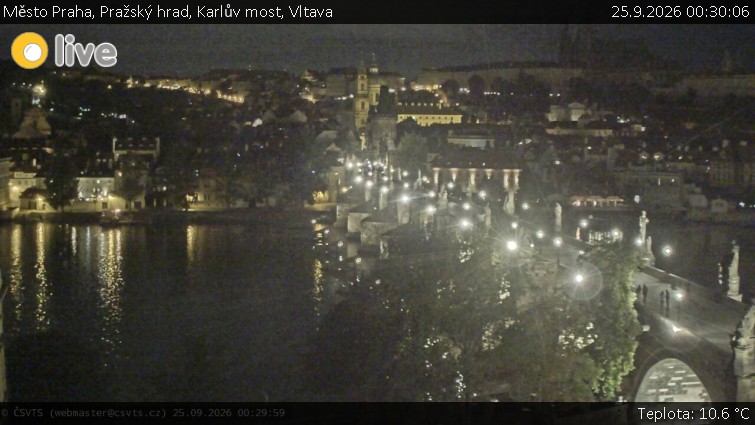 Město Praha - Pražský hrad, Karlův most, Vltava - 25.9.2026 v 00:30