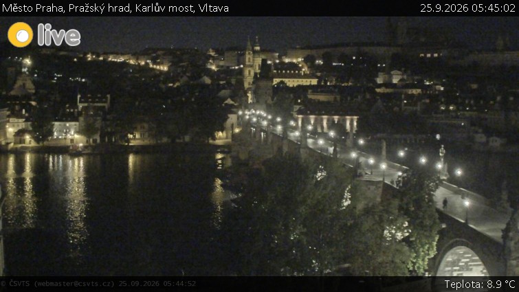 Město Praha - Pražský hrad, Karlův most, Vltava - 25.9.2026 v 05:45