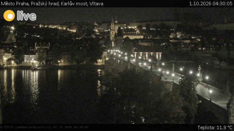 Město Praha - Pražský hrad, Karlův most, Vltava - 1.10.2026 v 04:30