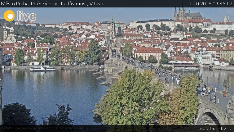 Město Praha - Pražský hrad, Karlův most, Vltava - 1.10.2026 v 09:45