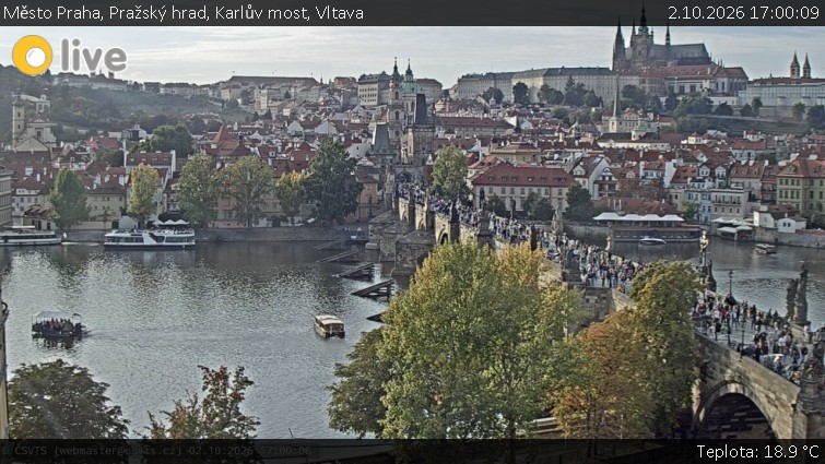Město Praha - Pražský hrad, Karlův most, Vltava - 2.10.2026 v 17:00