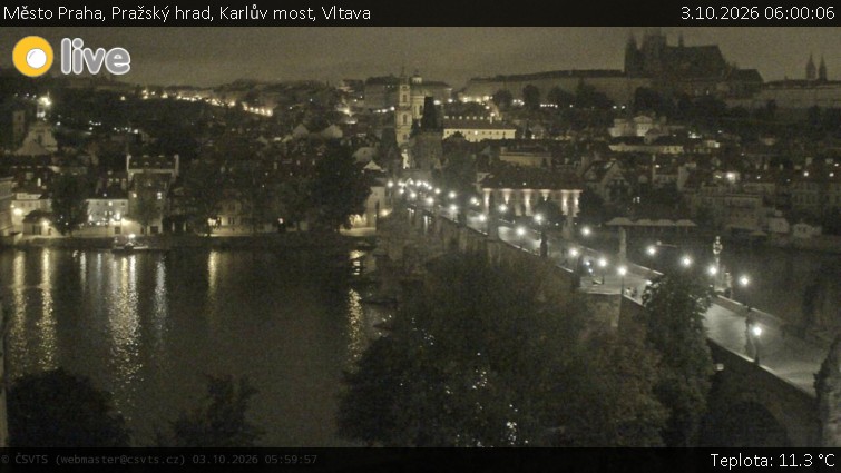 Město Praha - Pražský hrad, Karlův most, Vltava - 3.10.2026 v 06:00