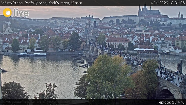 Město Praha - Pražský hrad, Karlův most, Vltava - 4.10.2026 v 18:30
