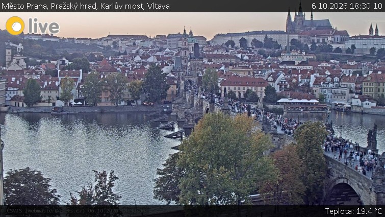 Město Praha - Pražský hrad, Karlův most, Vltava - 6.10.2026 v 18:30
