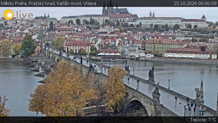 Město Praha - Pražský hrad, Karlův most, Vltava - 25.10.2026 v 08:00