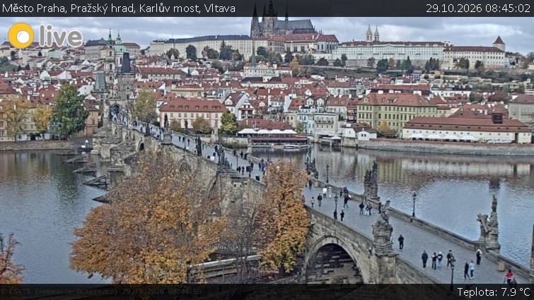 Město Praha - Pražský hrad, Karlův most, Vltava - 29.10.2026 v 08:45