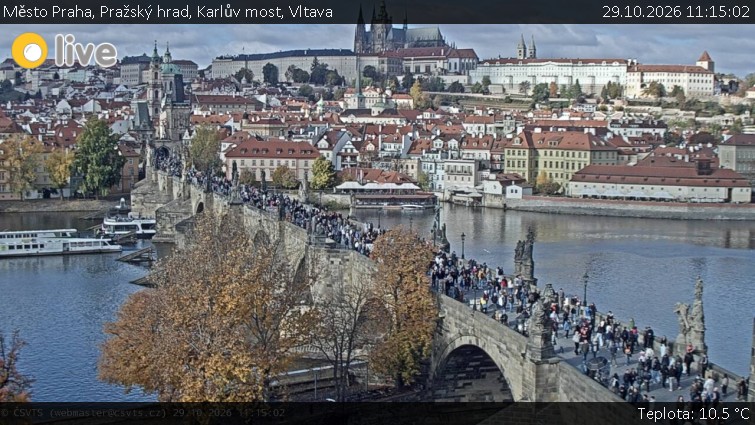 Město Praha - Pražský hrad, Karlův most, Vltava - 29.10.2026 v 11:15