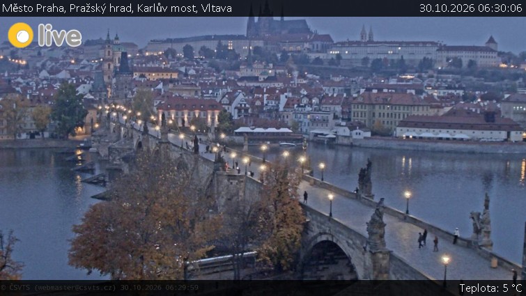 Stadt Prag - Prager Burg, Karlsbrücke, Moldau - 30.10.2026 v 06:30
