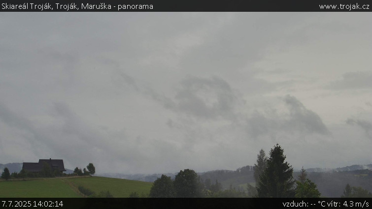Skiareál Troják - Troják, Maruška - panorama - 7.7.2025 v 14:02 Skiareál Troják - Troják, Maruška - panorama - 7.7.2025 v 14:02