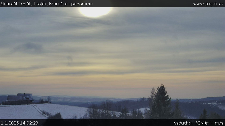 Skiareál Troják - Troják, Maruška - panorama - 1.1.2026 v 14:02