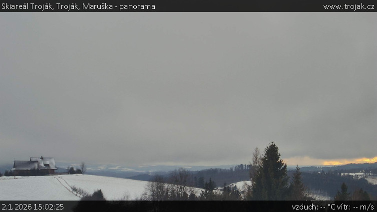 Skiareál Troják - Troják, Maruška - panorama - 2.1.2026 v 15:02