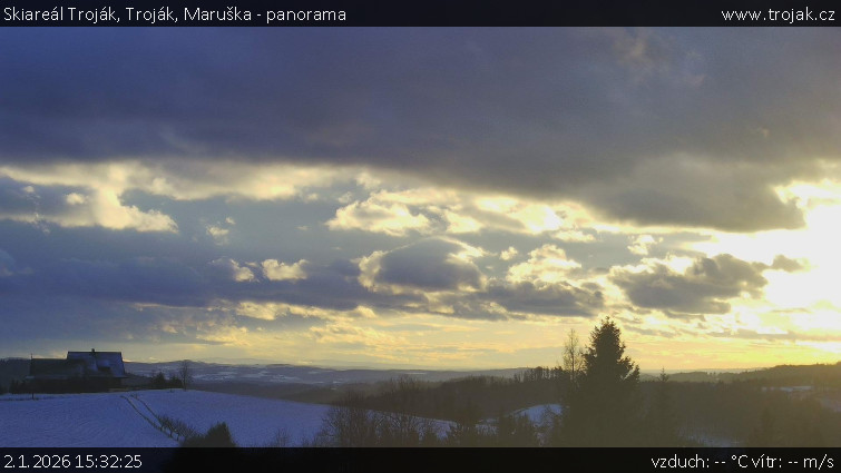 Skiareál Troják - Troják, Maruška - panorama - 2.1.2026 v 15:32