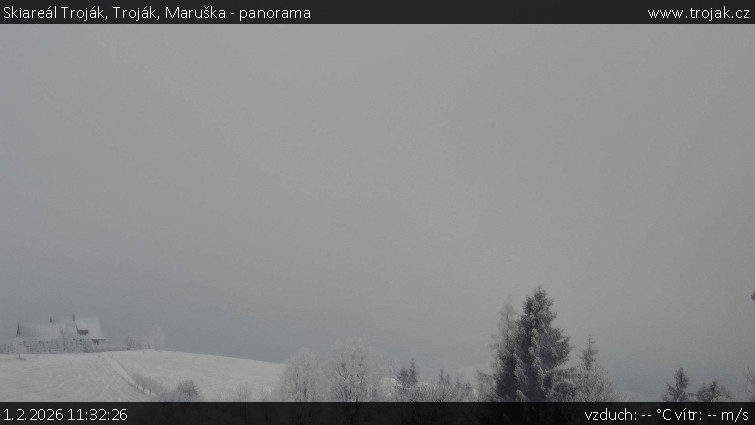 Skiareál Troják - Troják, Maruška - panorama - 1.2.2026 v 11:32