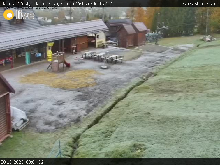 Skiareál Mosty u Jablunkova - Spodní část sjezdovky č. 4 - 20.10.2025 v 08:00 Skiareál Mosty u Jablunkova - Spodní část sjezdovky č. 4 - 20.10.2025 v 08:00