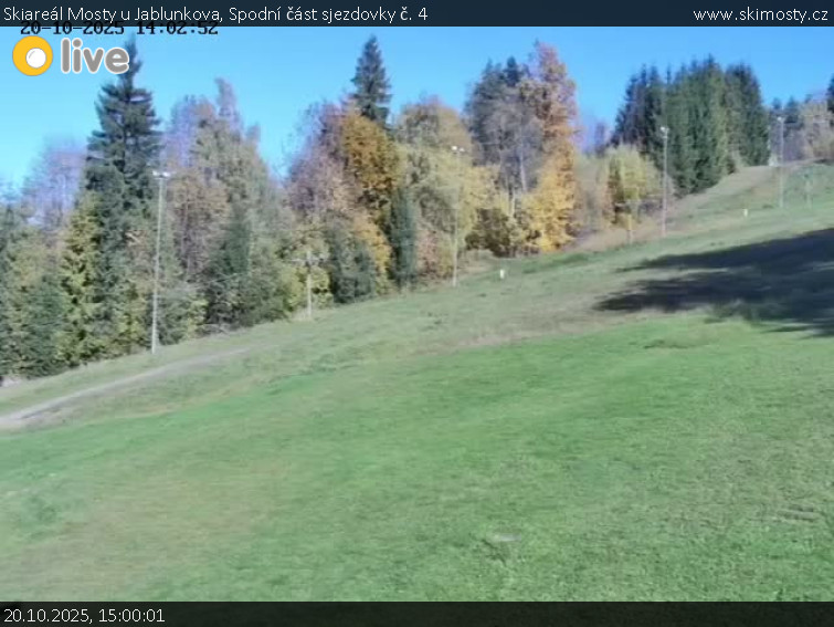Skiareál Mosty u Jablunkova - Spodní část sjezdovky č. 4 - 20.10.2025 v 15:00 Skiareál Mosty u Jablunkova - Spodní část sjezdovky č. 4 - 20.10.2025 v 15:00