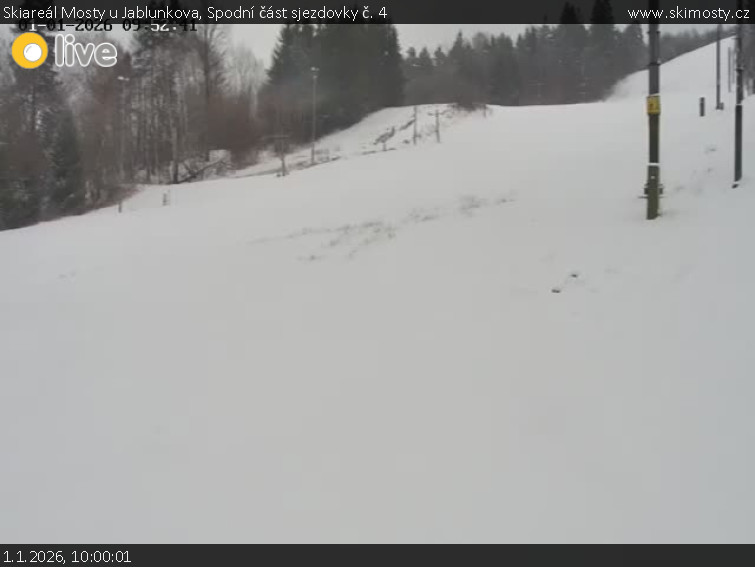 Skiareál Mosty u Jablunkova - Spodní část sjezdovky č. 4 - 1.1.2026 v 10:00