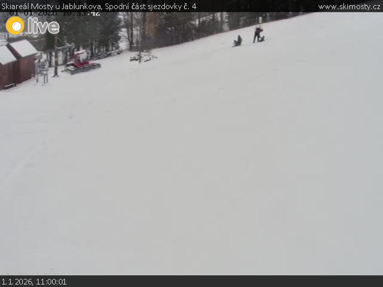 Skiareál Mosty u Jablunkova - Spodní část sjezdovky č. 4 - 1.1.2026 v 11:00
