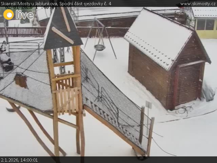 Skiareál Mosty u Jablunkova - Spodní část sjezdovky č. 4 - 2.1.2026 v 14:00