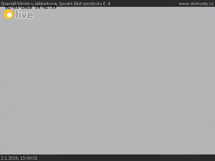 Skiareál Mosty u Jablunkova - Spodní část sjezdovky č. 4 - 2.1.2026 v 15:00