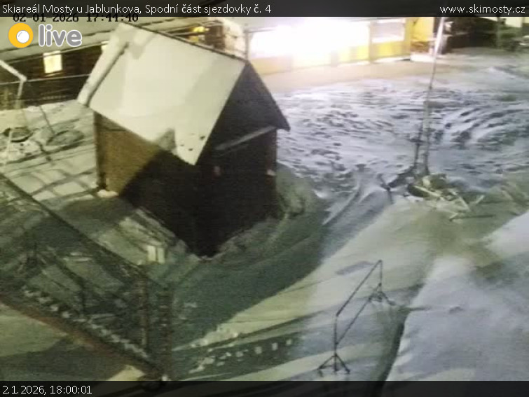 Skiareál Mosty u Jablunkova - Spodní část sjezdovky č. 4 - 2.1.2026 v 18:00