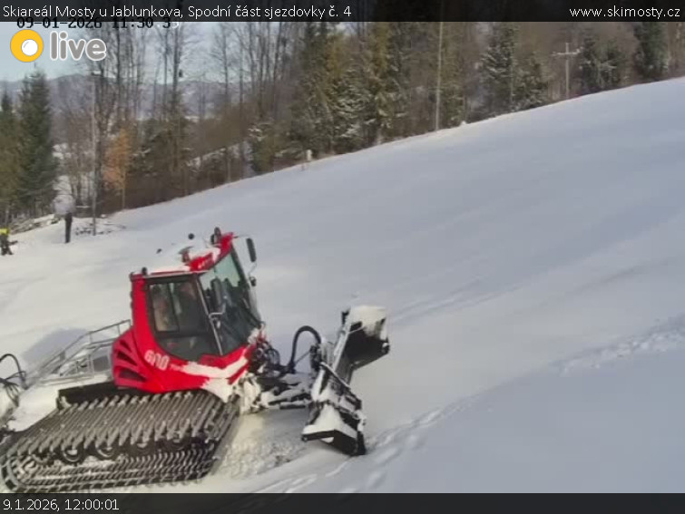 Skiareál Mosty u Jablunkova - Spodní část sjezdovky č. 4 - 9.1.2026 v 12:00