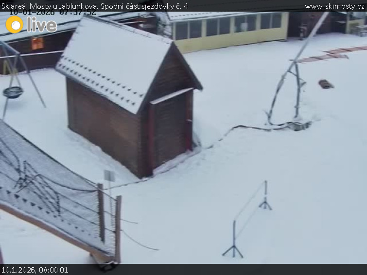 Skiareál Mosty u Jablunkova - Spodní část sjezdovky č. 4 - 10.1.2026 v 08:00