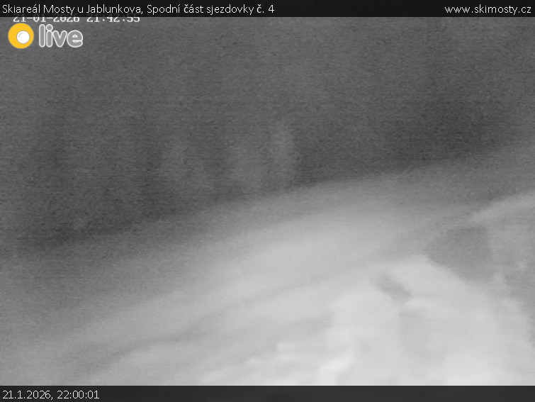 Skiareál Mosty u Jablunkova - Spodní část sjezdovky č. 4 - 21.1.2026 v 22:00