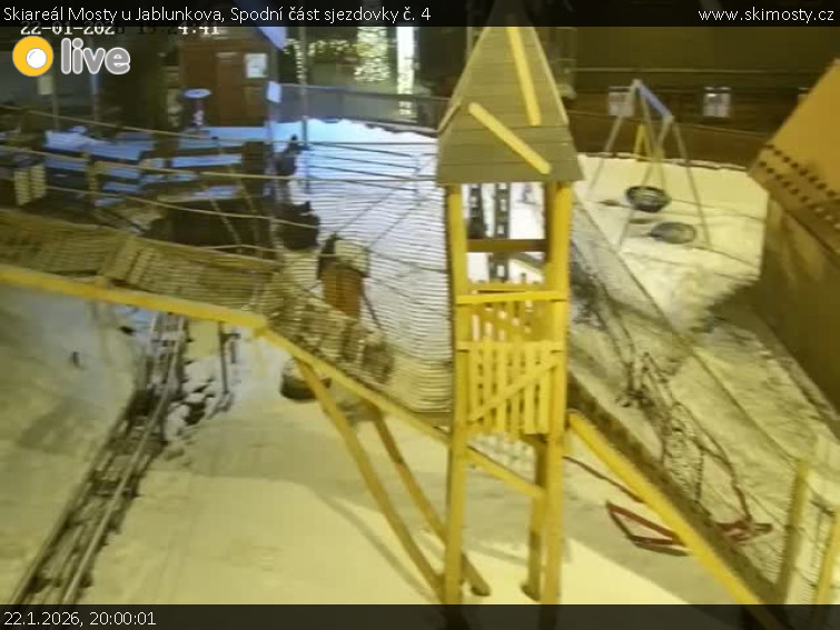 Skiareál Mosty u Jablunkova - Spodní část sjezdovky č. 4 - 22.1.2026 v 20:00