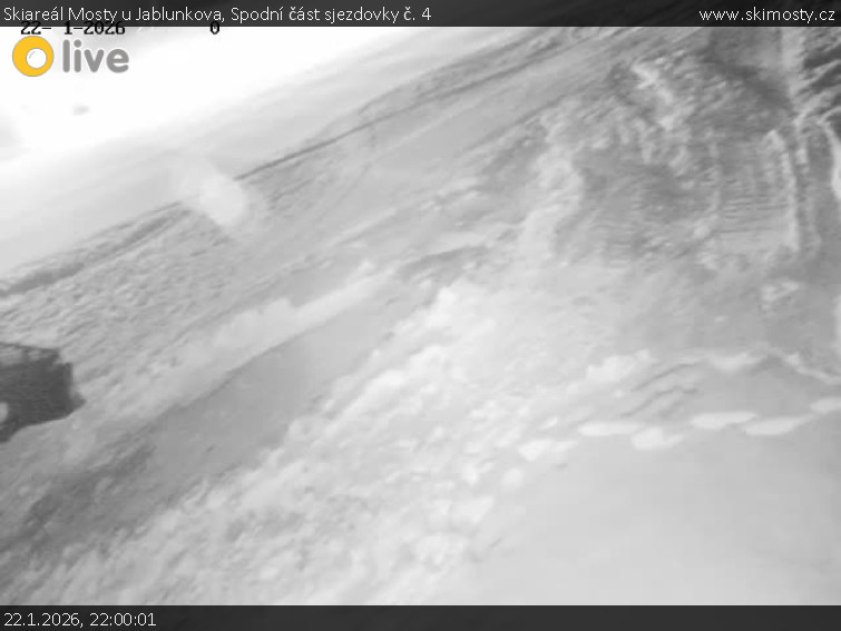 Skiareál Mosty u Jablunkova - Spodní část sjezdovky č. 4 - 22.1.2026 v 22:00