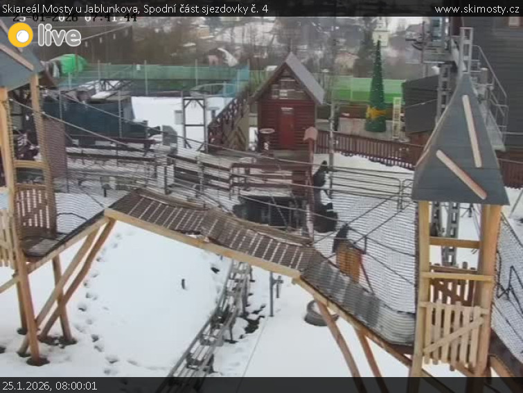 Skiareál Mosty u Jablunkova - Spodní část sjezdovky č. 4 - 25.1.2026 v 08:00