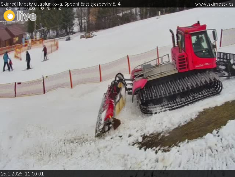 Skiareál Mosty u Jablunkova - Spodní část sjezdovky č. 4 - 25.1.2026 v 11:00