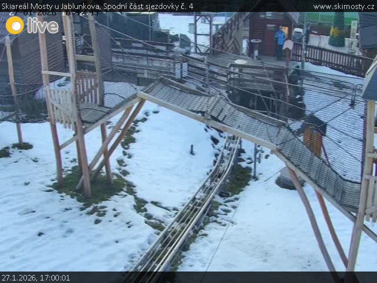 Skiareál Mosty u Jablunkova - Spodní část sjezdovky č. 4 - 27.1.2026 v 17:00