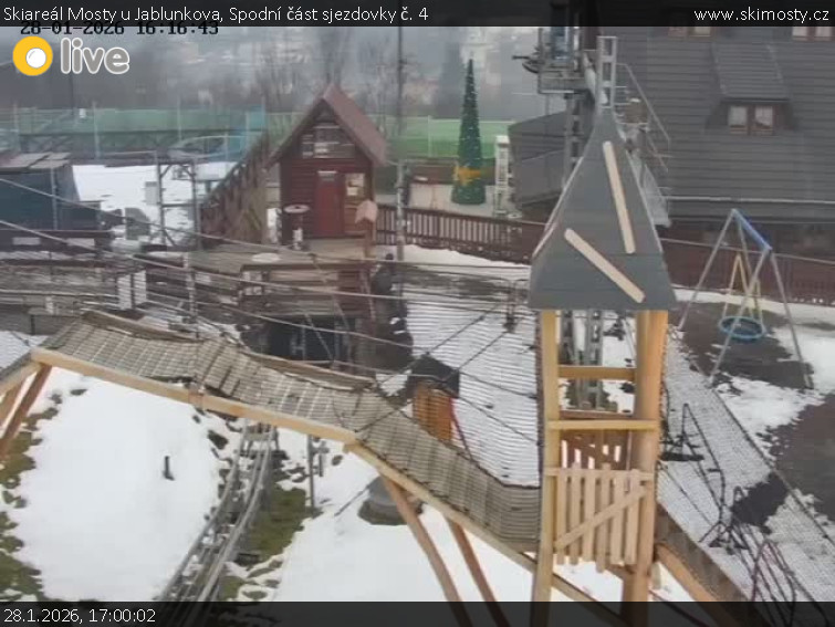 Skiareál Mosty u Jablunkova - Spodní část sjezdovky č. 4 - 28.1.2026 v 17:00