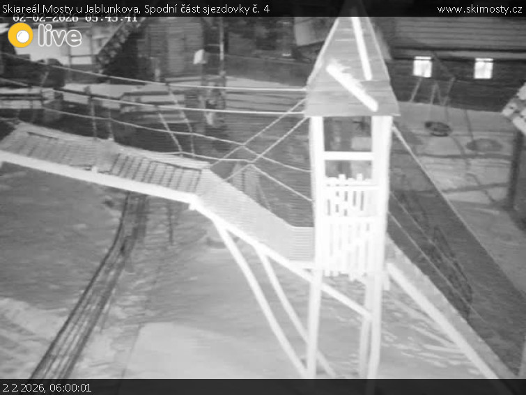 Skiareál Mosty u Jablunkova - Spodní část sjezdovky č. 4 - 2.2.2026 v 06:00