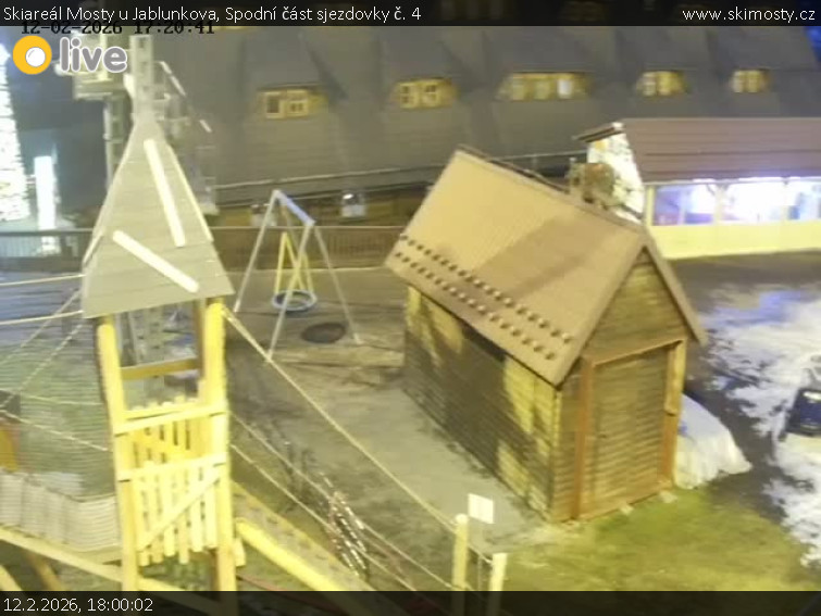 Skiareál Mosty u Jablunkova - Spodní část sjezdovky č. 4 - 12.2.2026 v 18:00