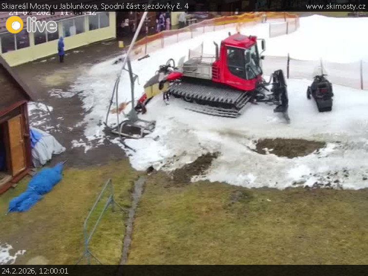 Skiareál Mosty u Jablunkova - Spodní část sjezdovky č. 4 - 24.2.2026 v 12:00
